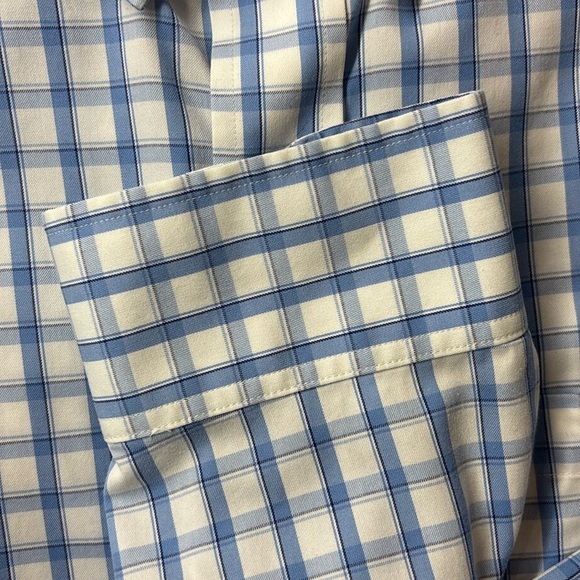 Duluth Trading Co Blue Plaid Men's big and tall dress shirt, xl tall, relaxed - Picture 8 of 9